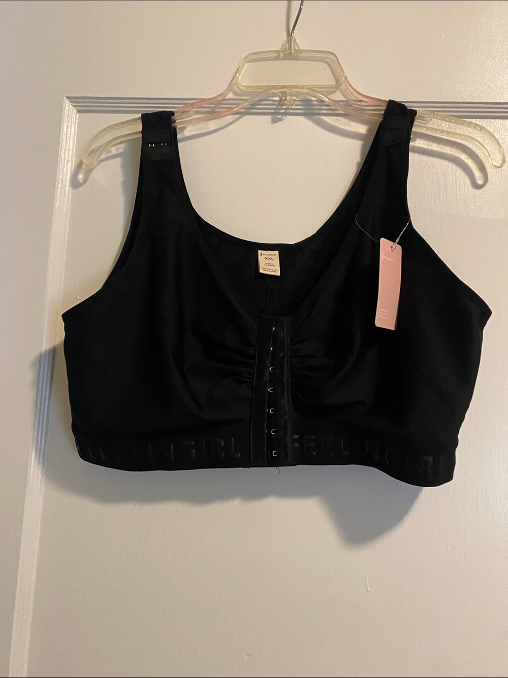 Front-Closure Black Comfort Bodysuit Top
